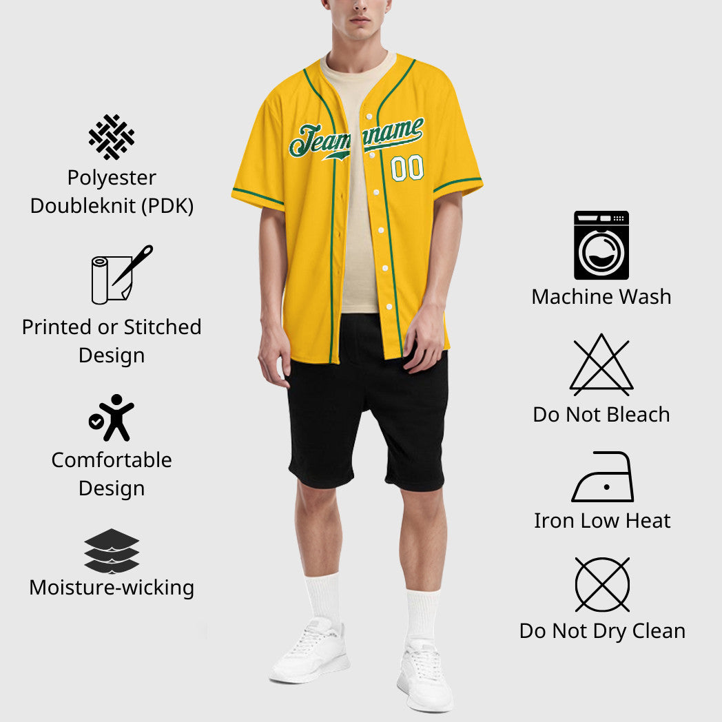 Custom Yellow Kelly Green Kelly Green-White Sleeve Baseball Jersey