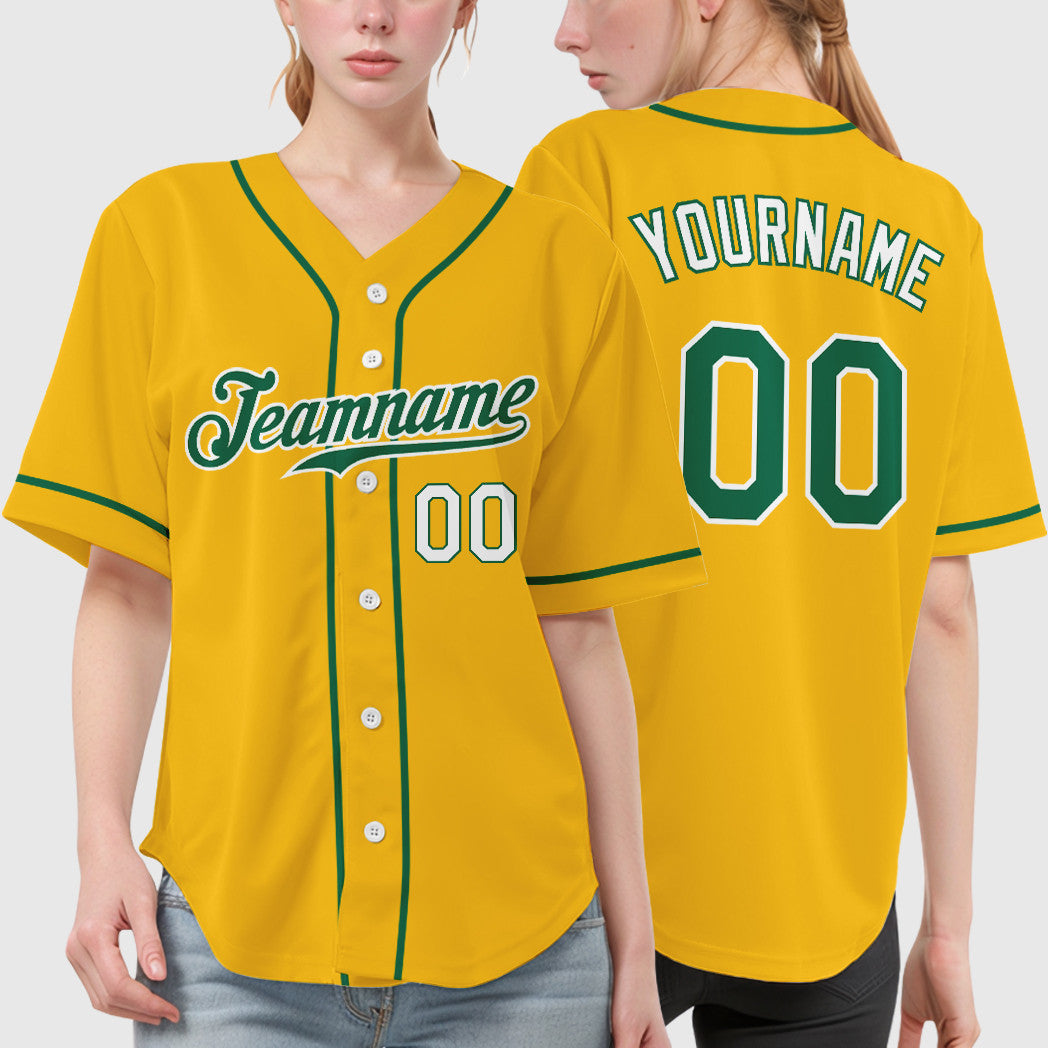 Custom Yellow Kelly Green Kelly Green-White Sleeve Baseball Jersey