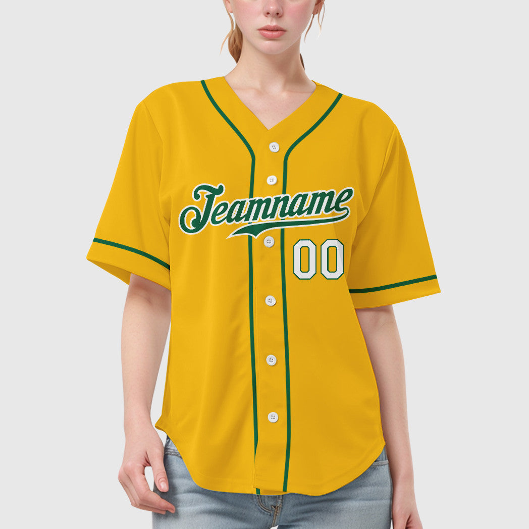 Custom Yellow Kelly Green Kelly Green-White Sleeve Baseball Jersey