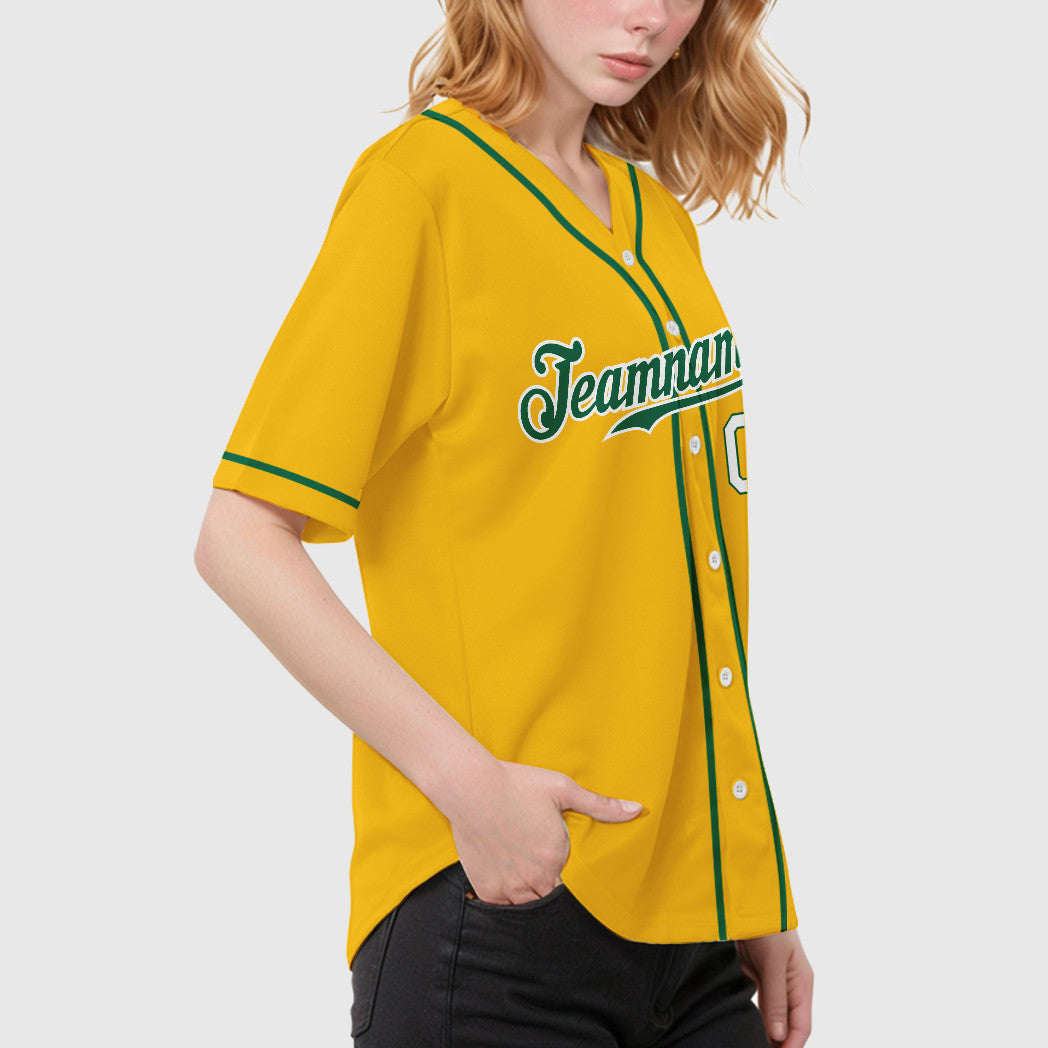 Custom Yellow Kelly Green Kelly Green-White Sleeve Baseball Jersey