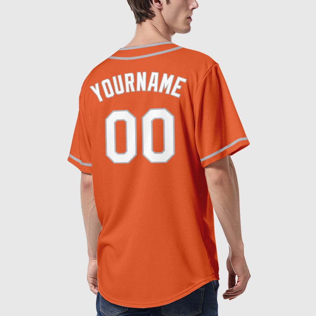 Custom Orange White Gray Piping Baseball Jersey