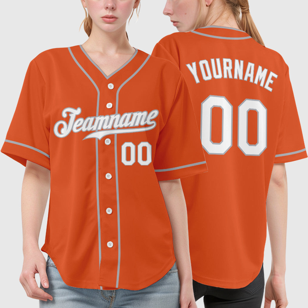 Custom Orange White Gray Piping Baseball Jersey