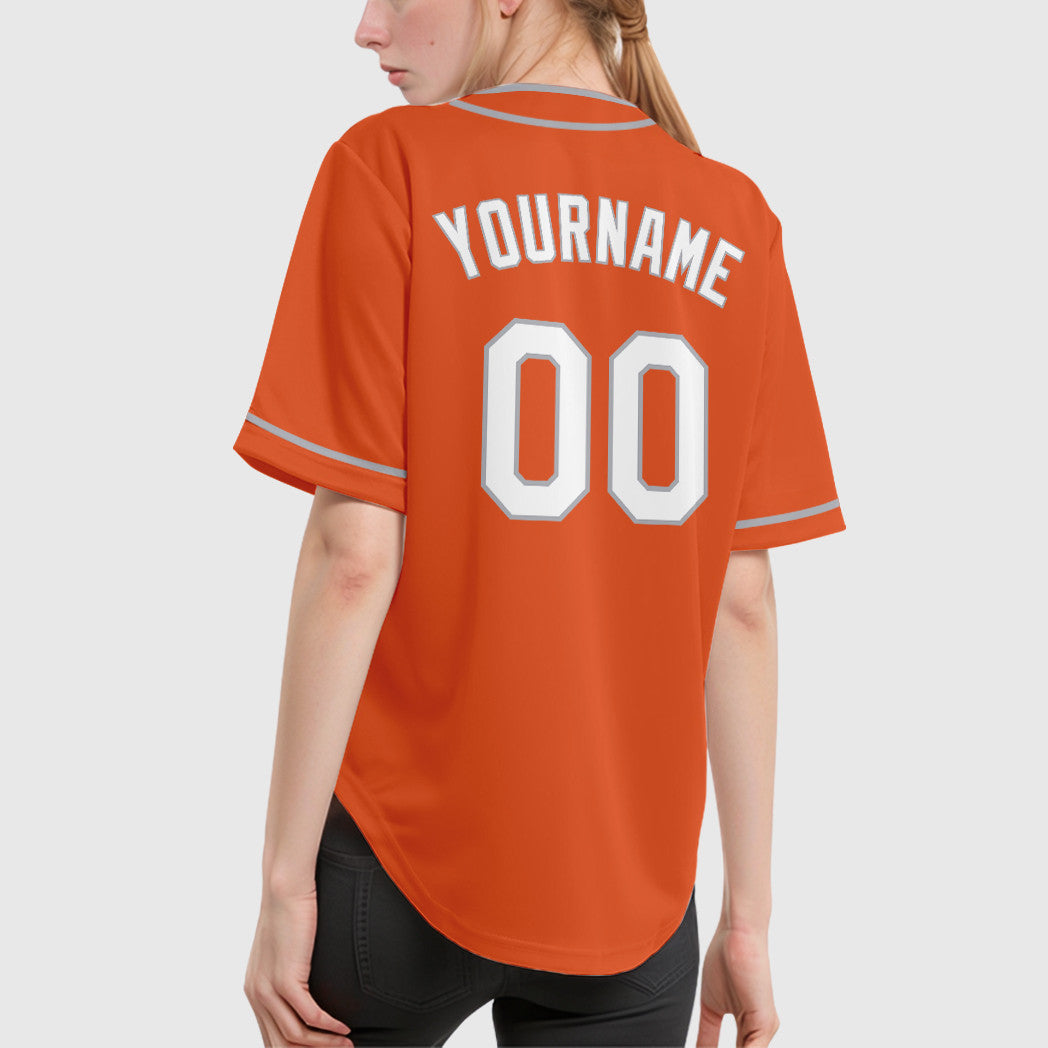Custom Orange White Gray Piping Baseball Jersey