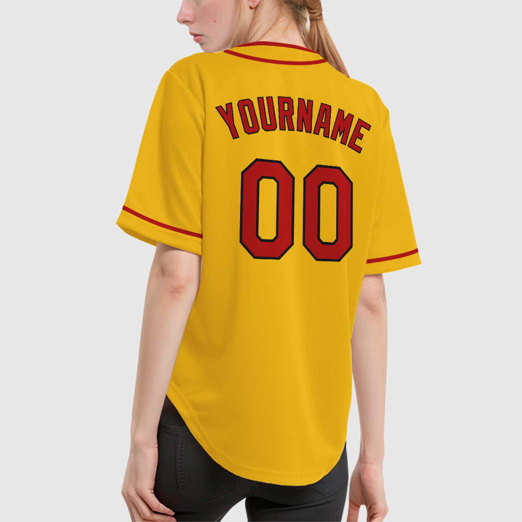 Custom Yellow Black Red-Black Piping Baseball Jersey