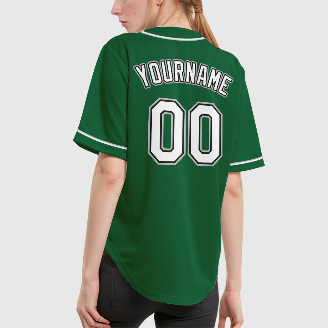 Custom Kelly Green White White Black-Gray Sleeve Baseball Jersey