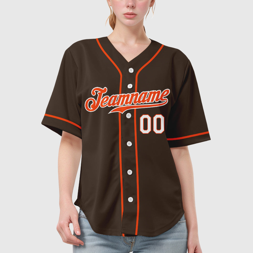 Custom Brown Orange Orange-White Sleeve Baseball Jersey