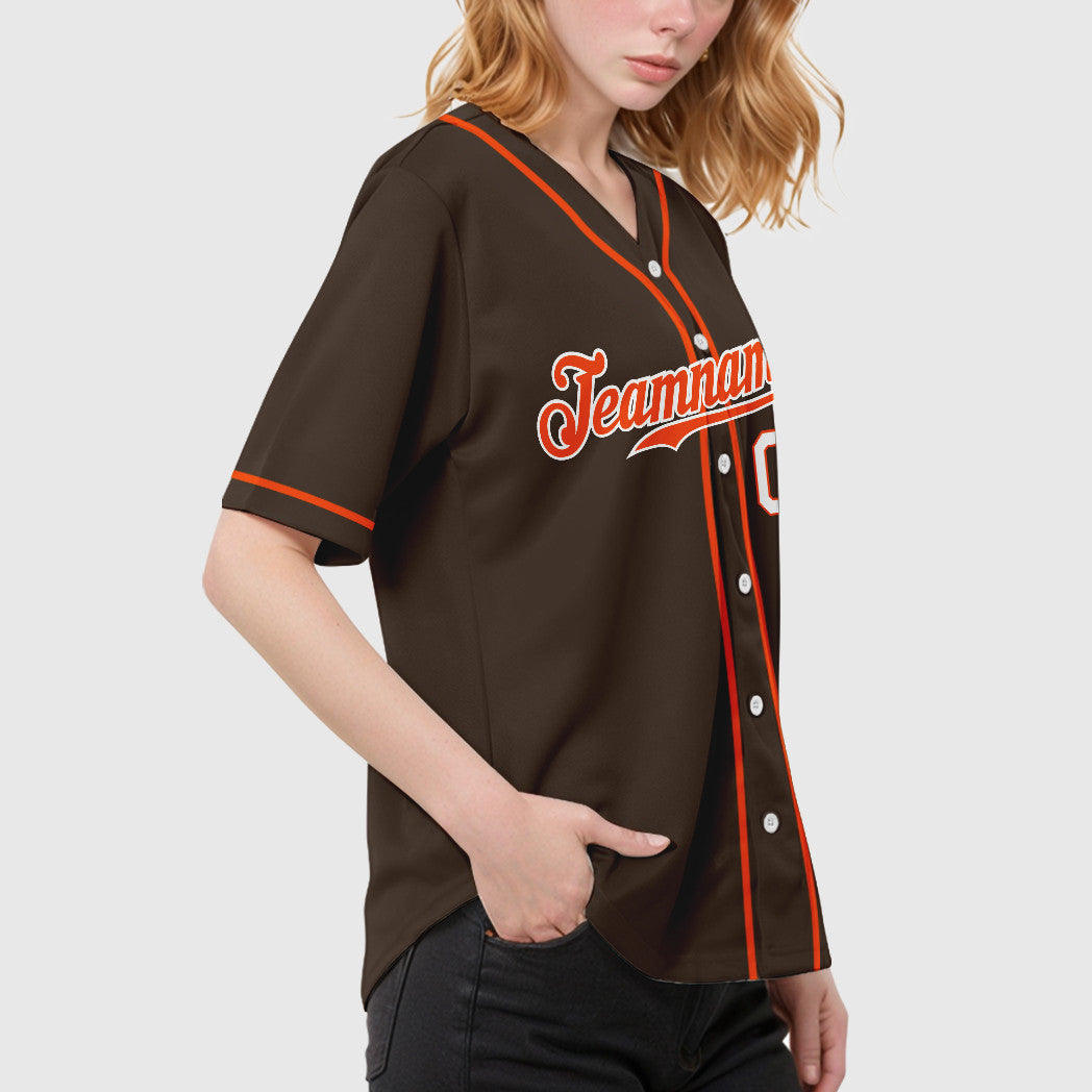 Custom Brown Orange Orange-White Sleeve Baseball Jersey