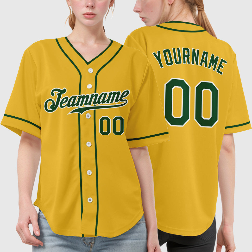 Custom Yellow Green Green-White Piping Baseball Jersey