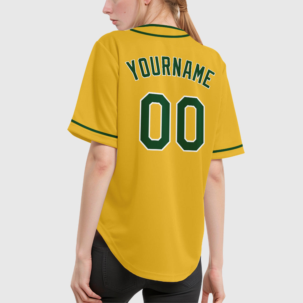 Custom Yellow Green Green-White Piping Baseball Jersey