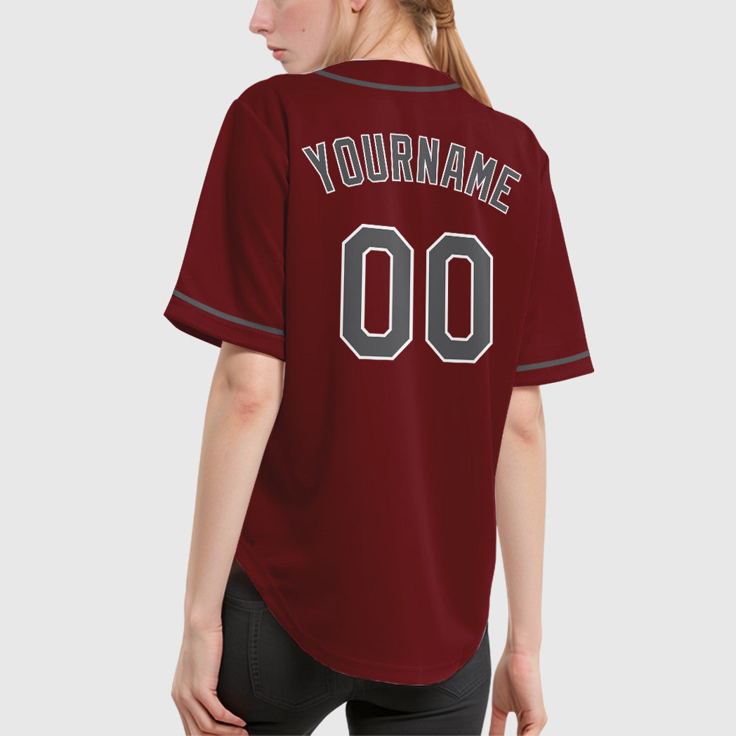 Custom Crimson White Steel Gray Sleeve Baseball Jersey