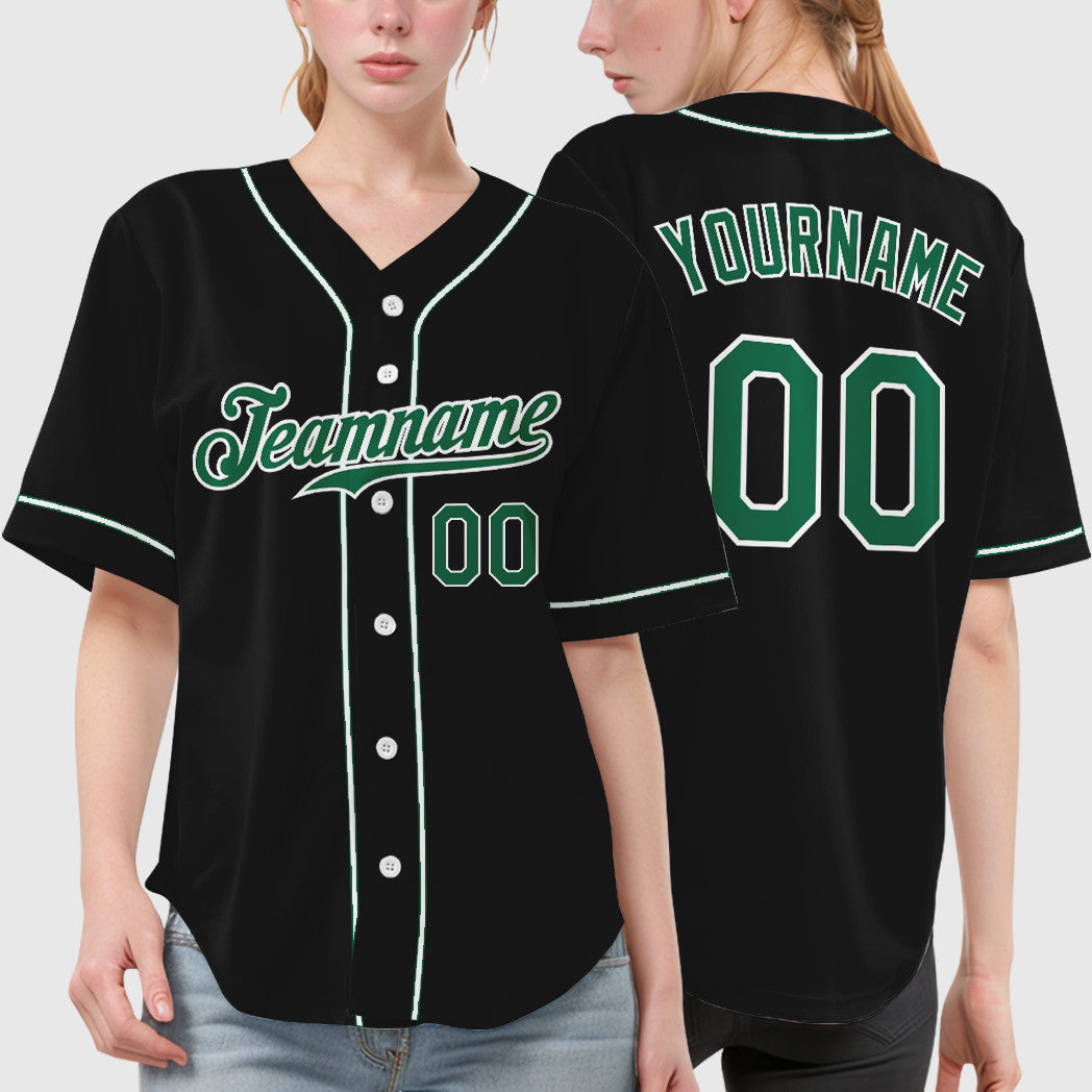 Custom Black Kelly Green Kelly Green-White Sleeve Baseball Jersey