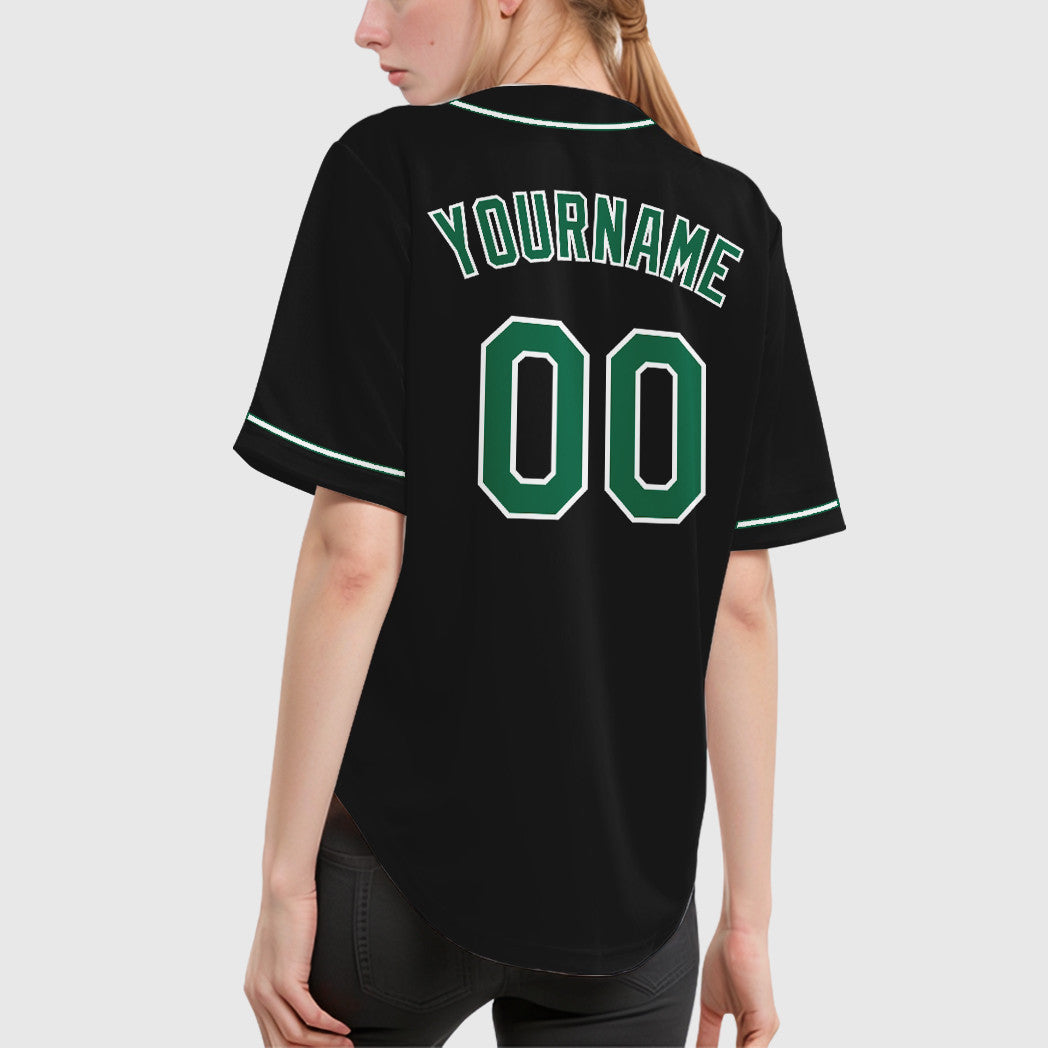 Custom Black Kelly Green Kelly Green-White Sleeve Baseball Jersey