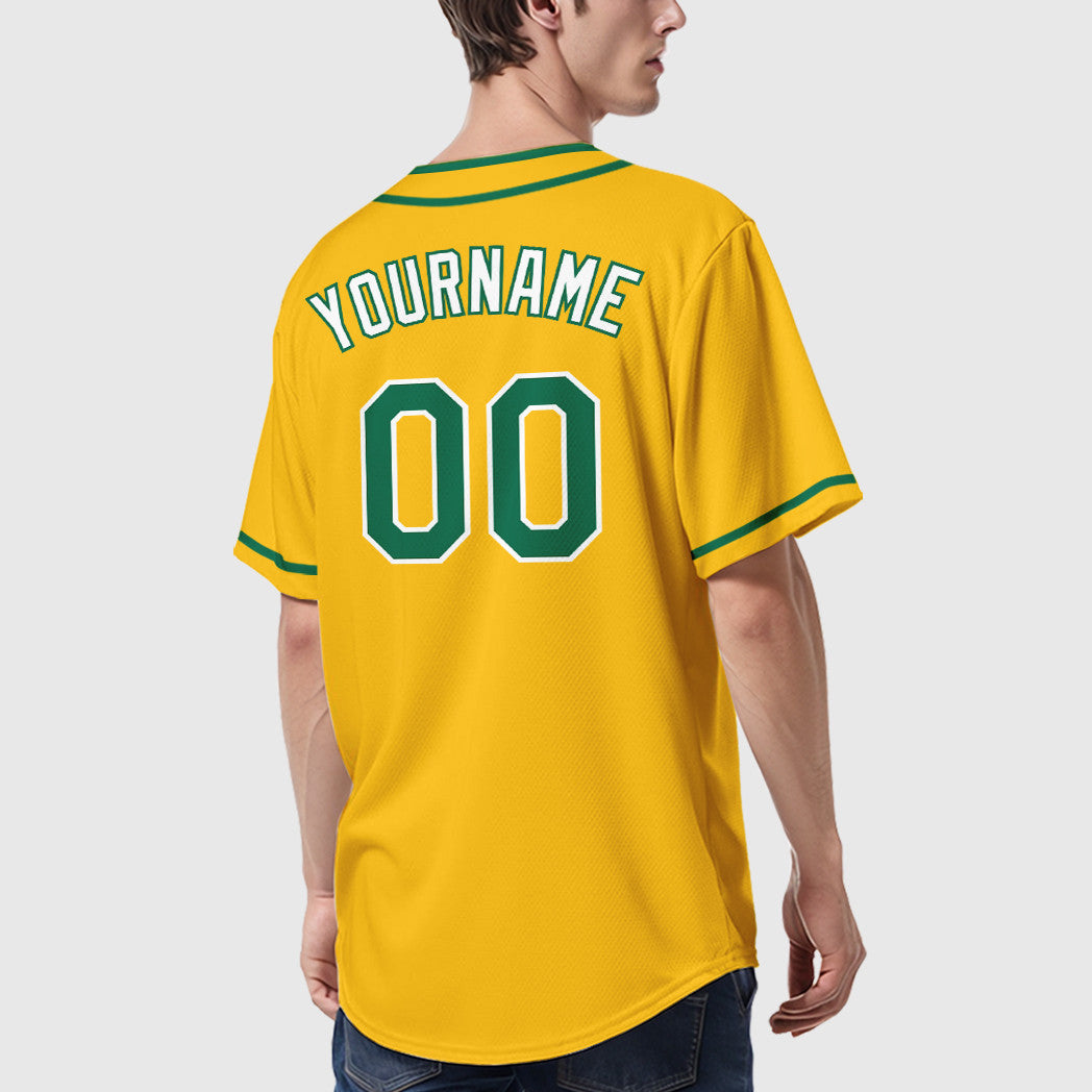 Custom Yellow Kelly Green Kelly Green-White Piping Baseball Jersey