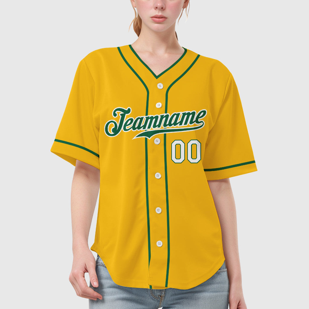 Custom Yellow Kelly Green Kelly Green-White Piping Baseball Jersey