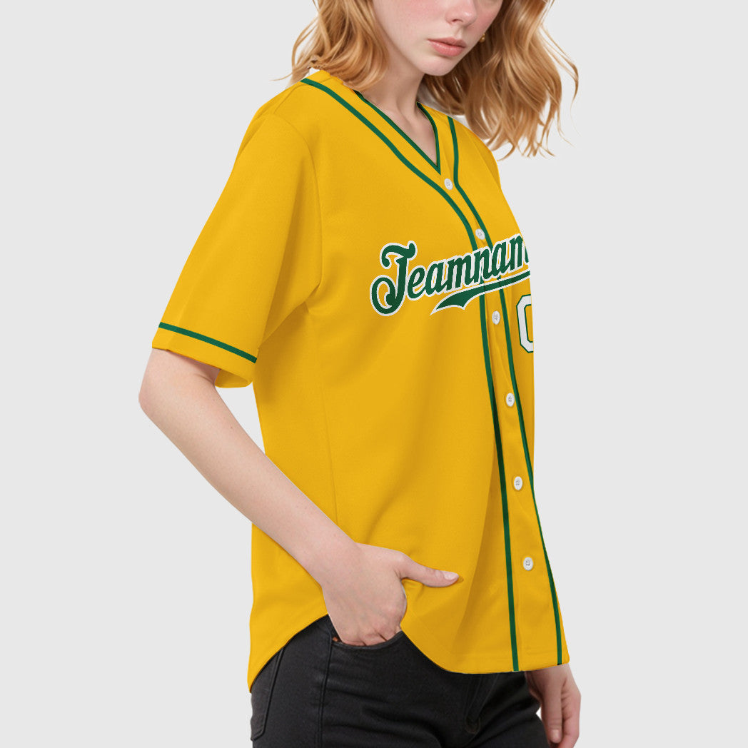 Custom Yellow Kelly Green Kelly Green-White Piping Baseball Jersey