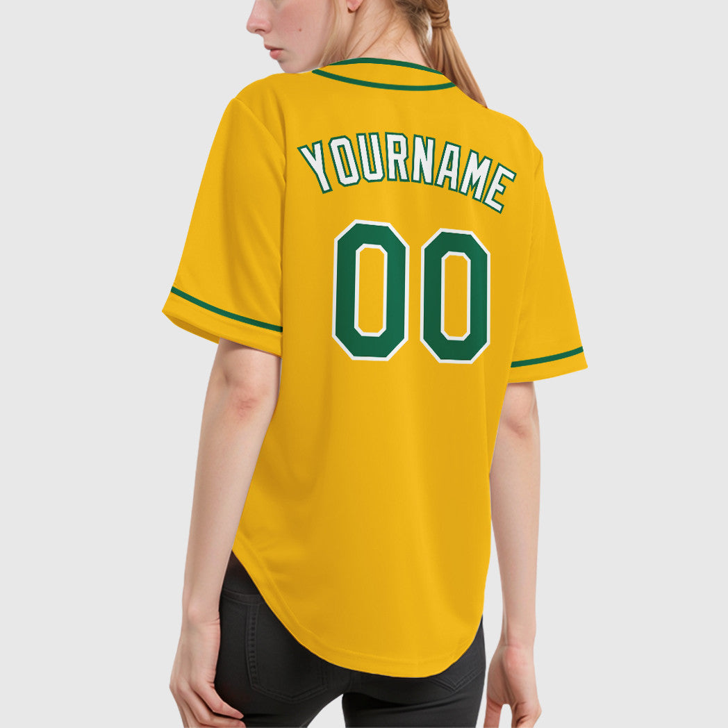 Custom Yellow Kelly Green Kelly Green-White Piping Baseball Jersey