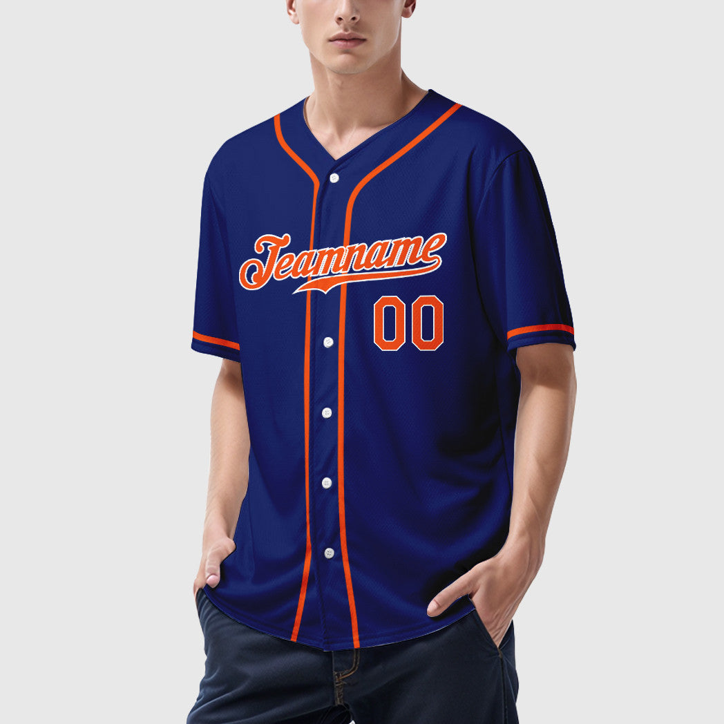 Custom Royal White Orange Sleeve Baseball Jersey