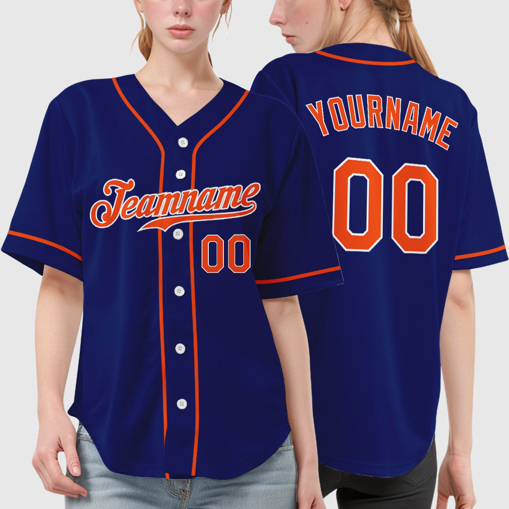 Custom Royal White Orange Sleeve Baseball Jersey