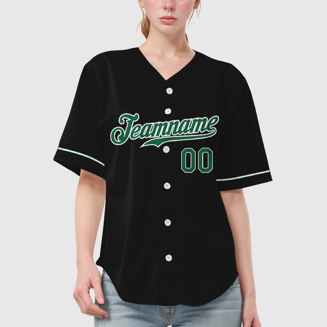 Custom Black Kelly Green Kelly Green-White Baseball Jersey