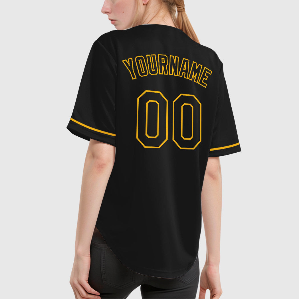 Custom Black Gold Black Baseball Jersey