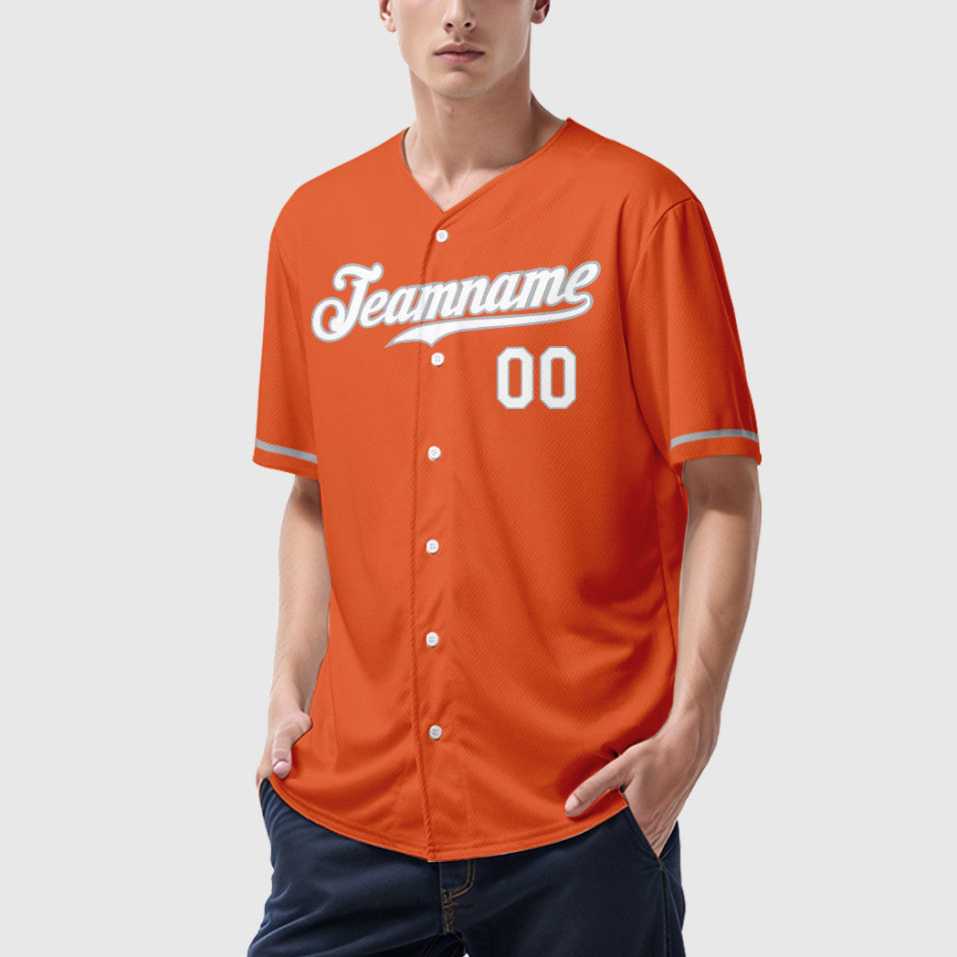 Custom Orange White Gray Baseball Jersey