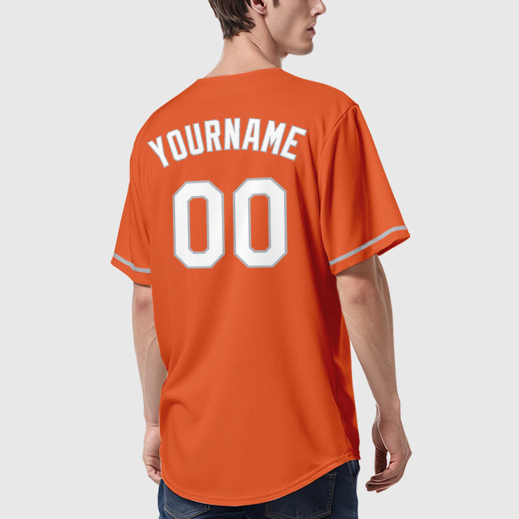 Custom Orange White Gray Baseball Jersey