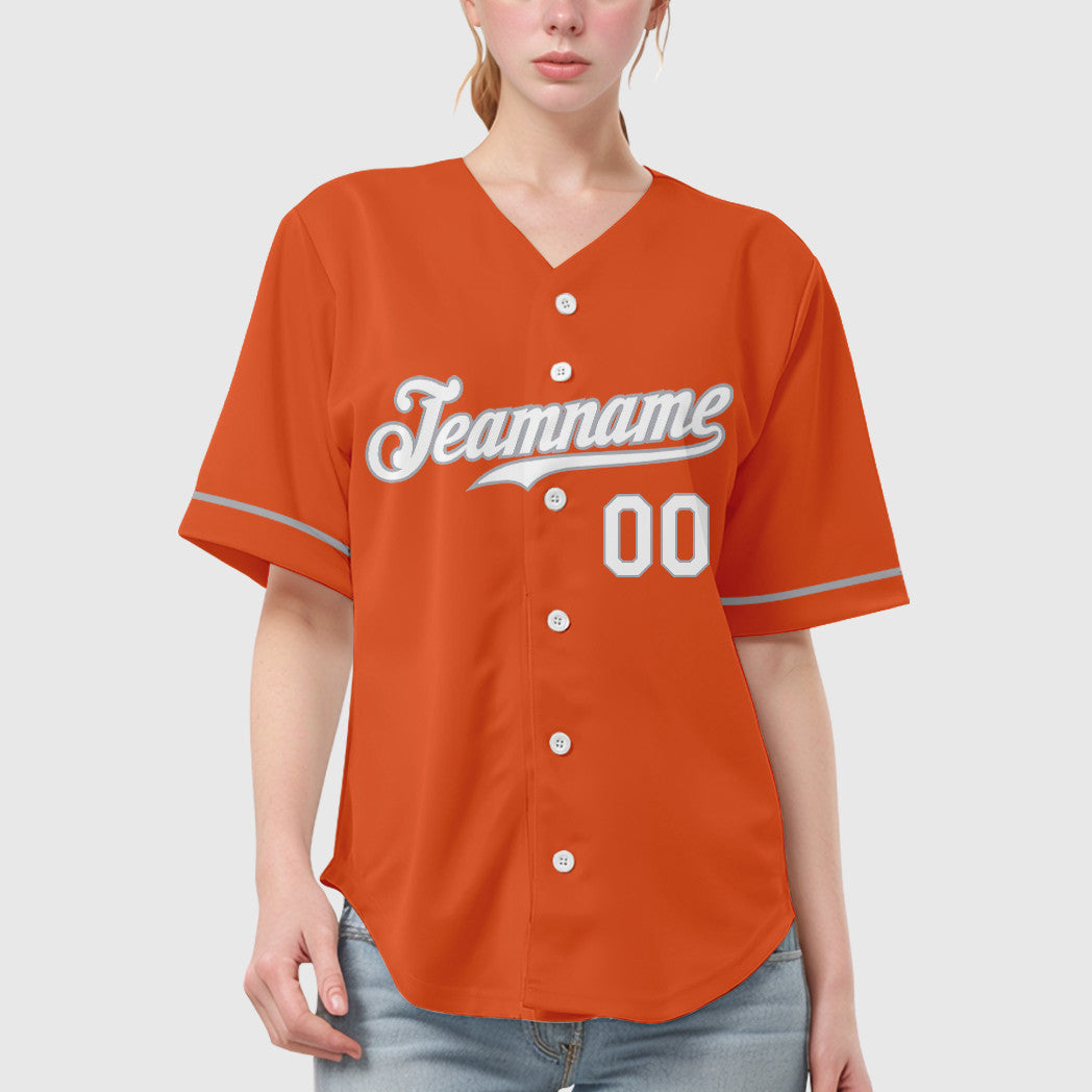 Custom Orange White Gray Baseball Jersey