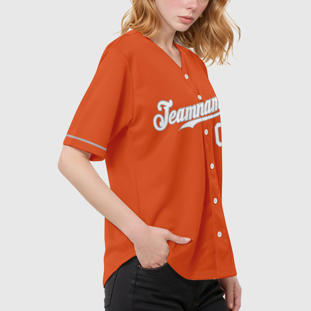 Custom Orange White Gray Baseball Jersey