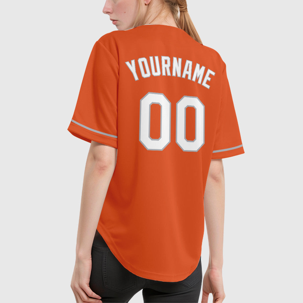 Custom Orange White Gray Baseball Jersey