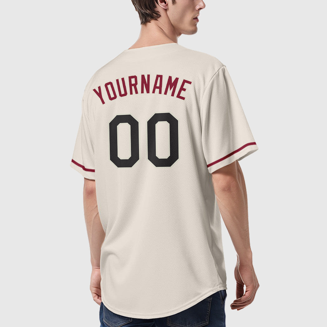 Custom Cream Black Crimson Baseball Jersey