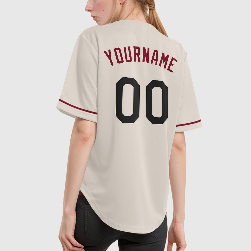 Custom Cream Black Crimson Baseball Jersey