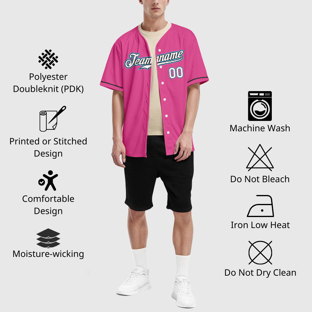 Custom Pink White Sky Blue Baseball Jersey