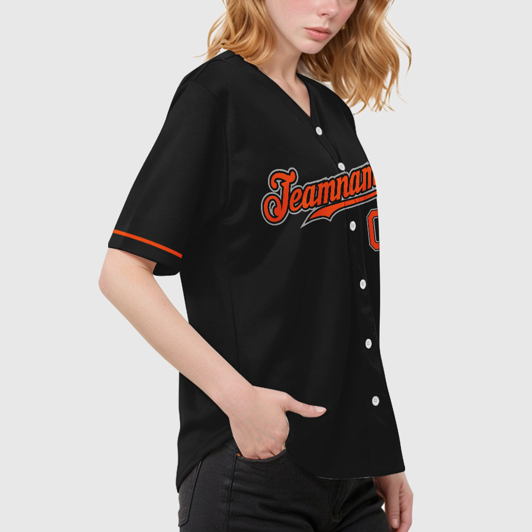 Custom Black Gray Orange Baseball Jersey