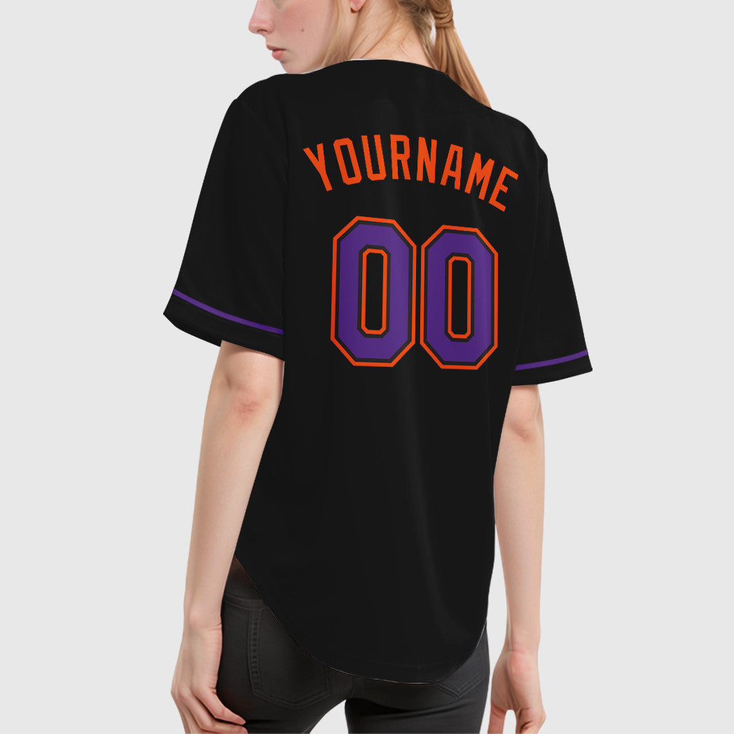 Custom Black Orange Purple Baseball Jersey
