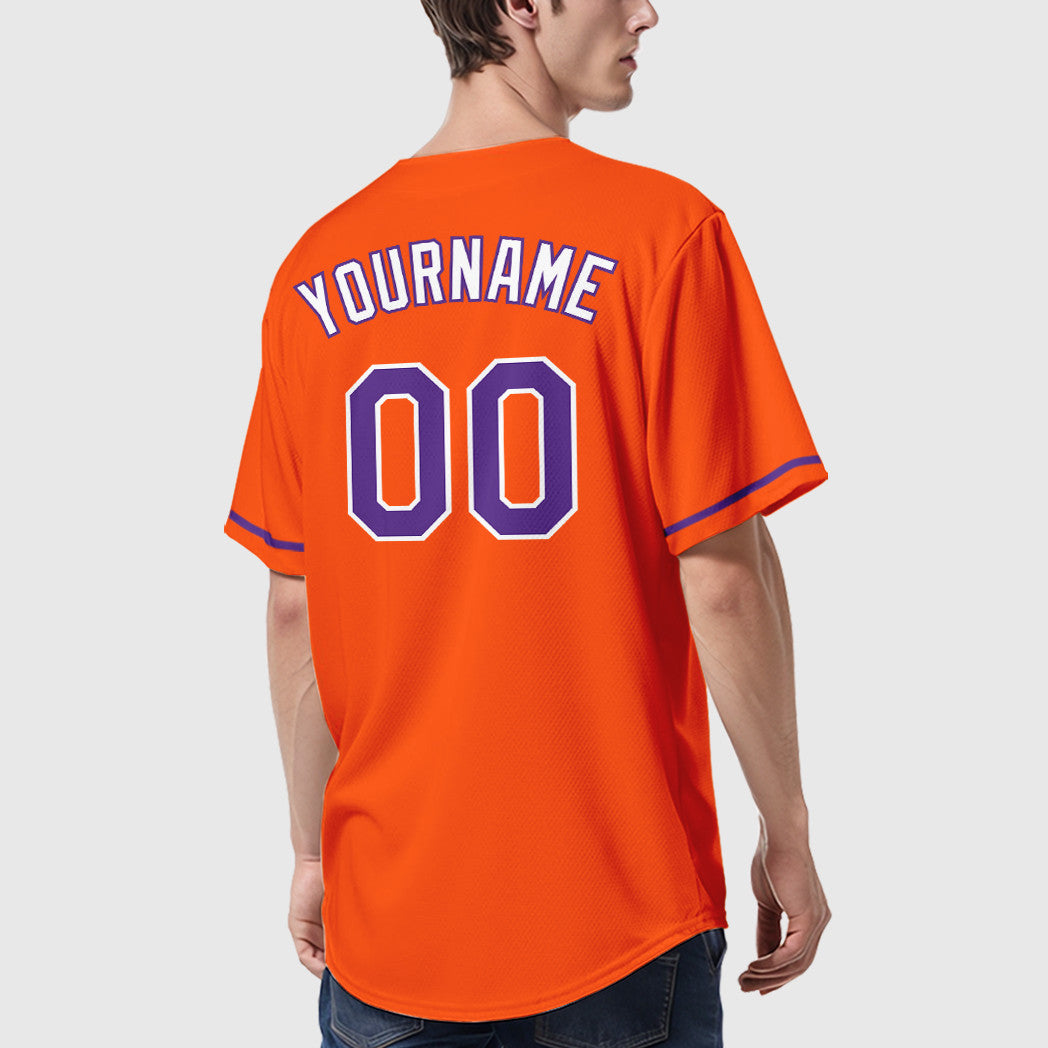 Custom Orange White Purple-White Baseball Jersey
