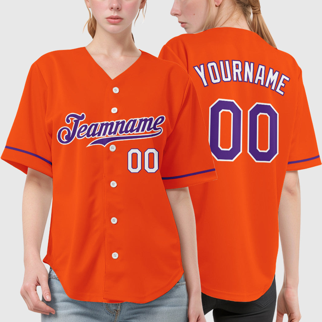 Custom Orange White Purple-White Baseball Jersey