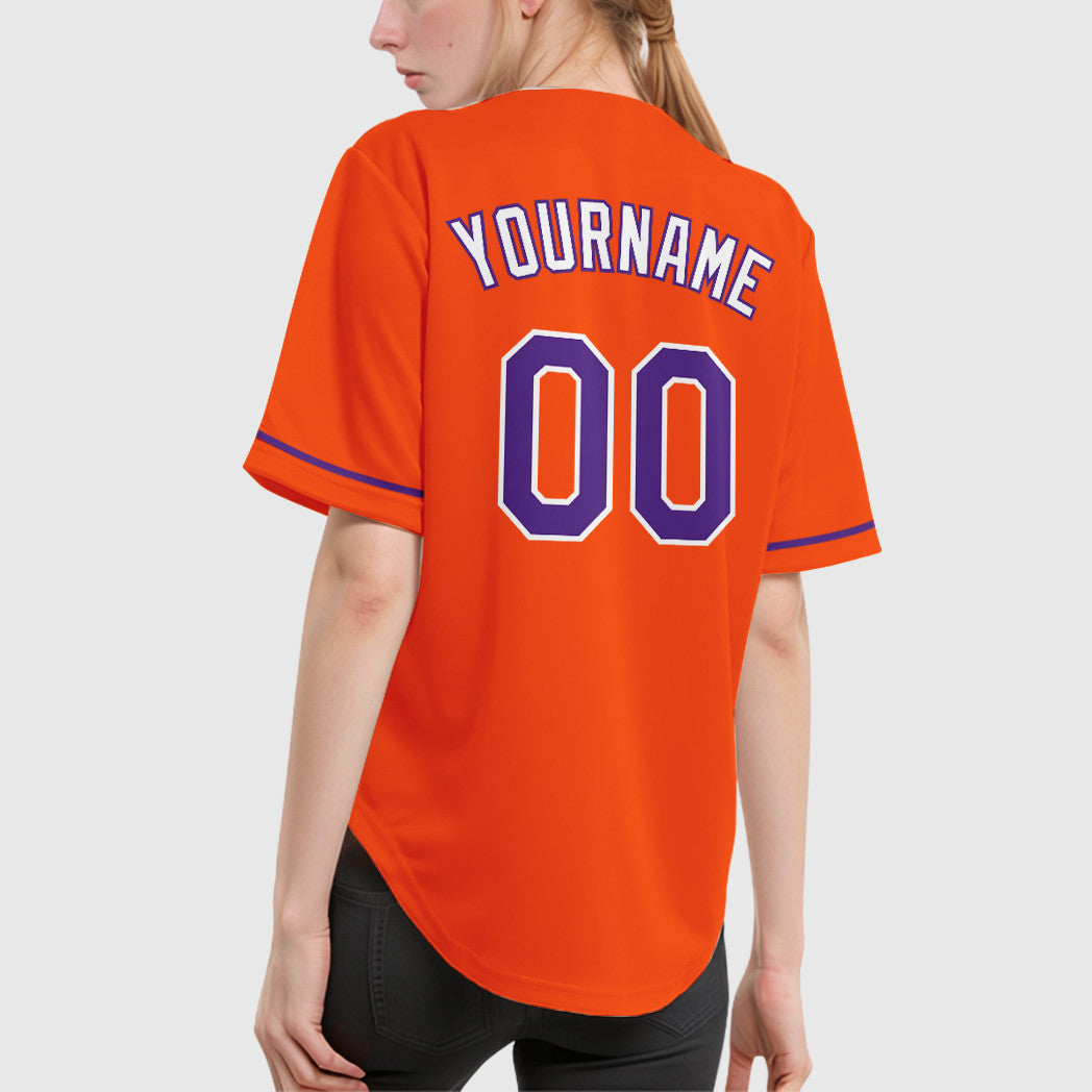 Custom Orange White Purple-White Baseball Jersey
