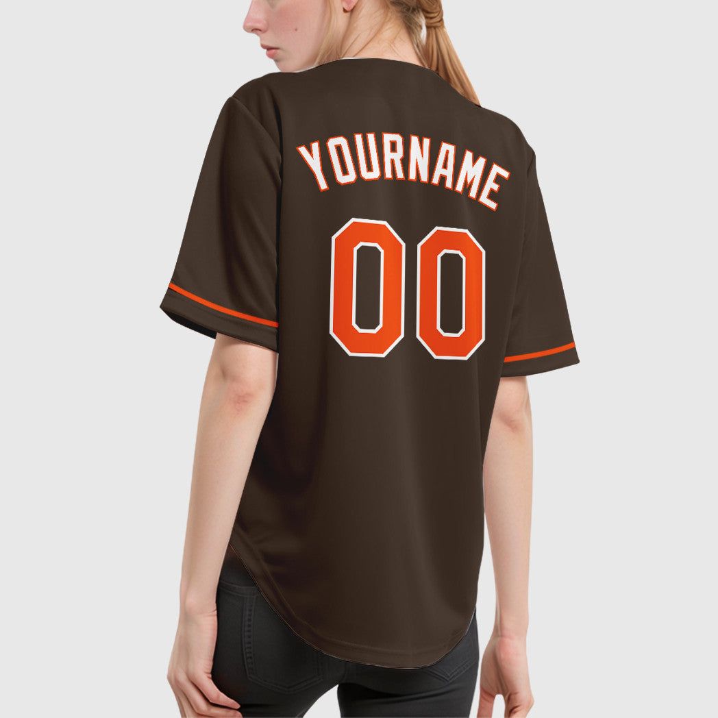 Custom Brown Orange Orange-White Baseball Jersey