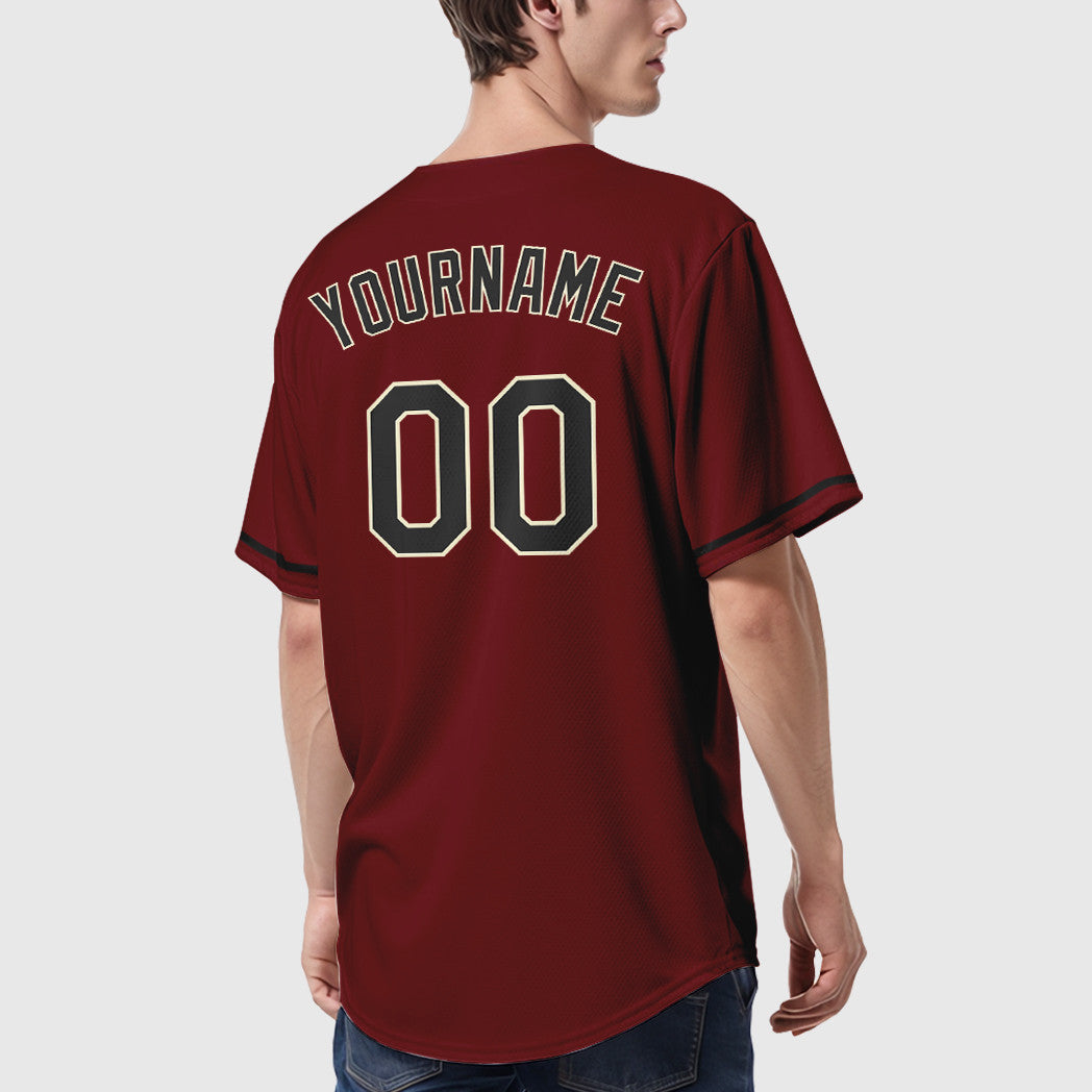 Custom Crimson Cream Black Baseball Jersey