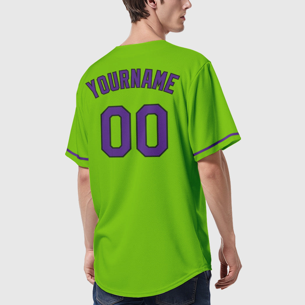 Custom Neon Green Black Purple Baseball Jersey