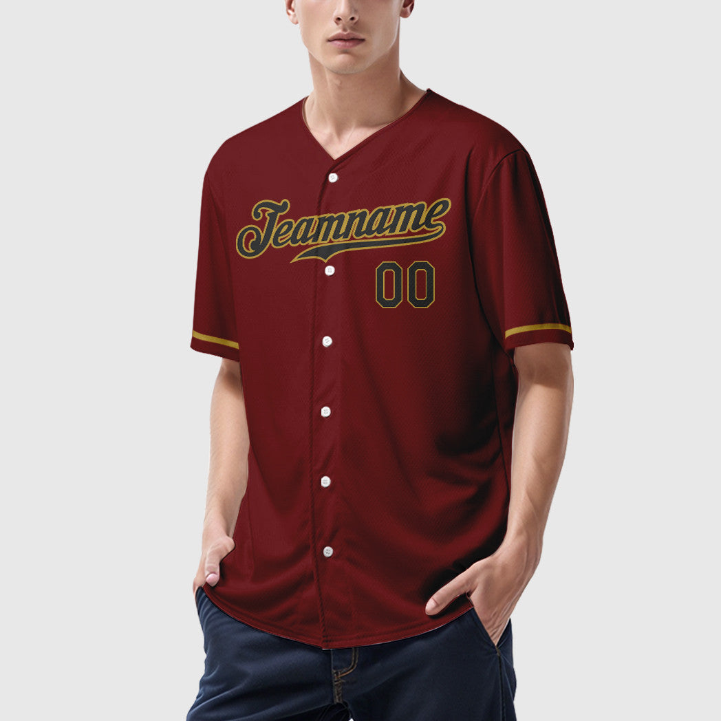 Custom Crimson Black Old Gold Baseball Jersey