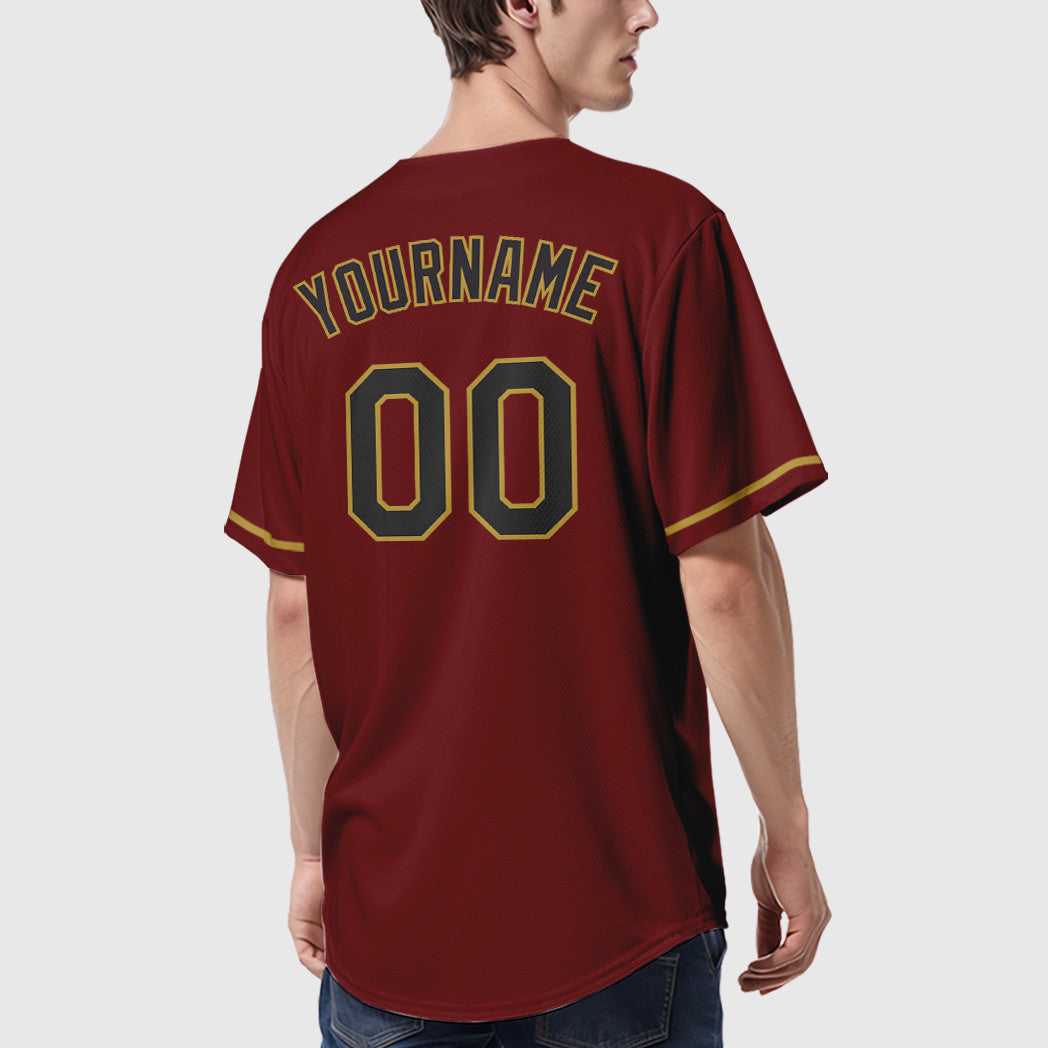 Custom Crimson Black Old Gold Baseball Jersey