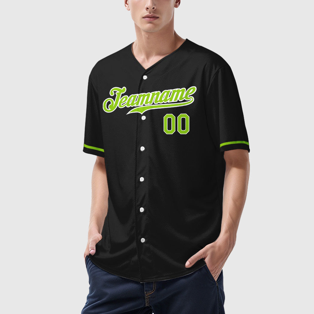 Custom Black Neon Green Neon Green Baseball Jersey
