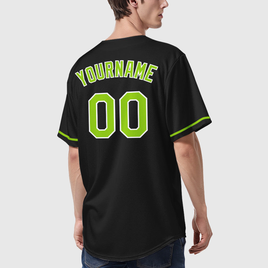 Custom Black Neon Green Neon Green Baseball Jersey