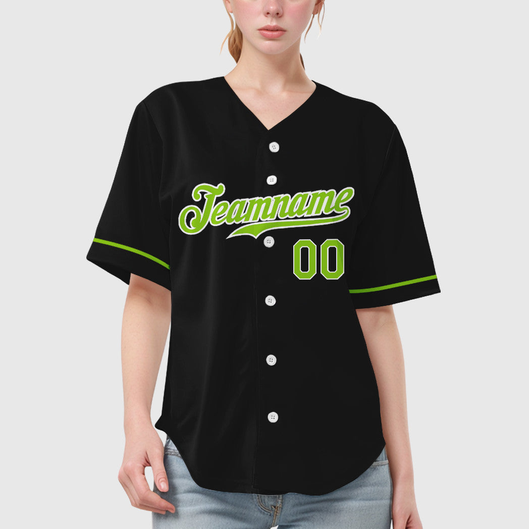 Custom Black Neon Green Neon Green Baseball Jersey