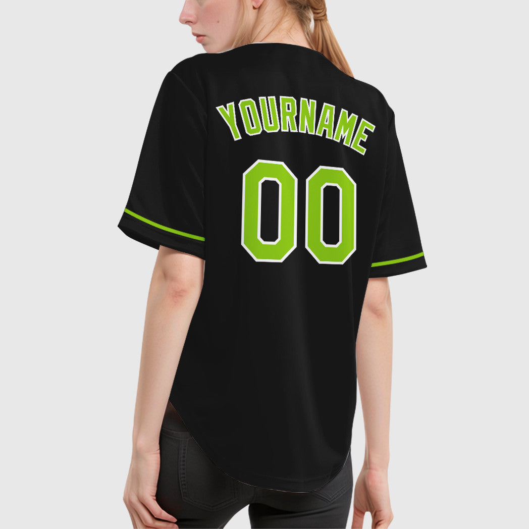 Custom Black Neon Green Neon Green Baseball Jersey