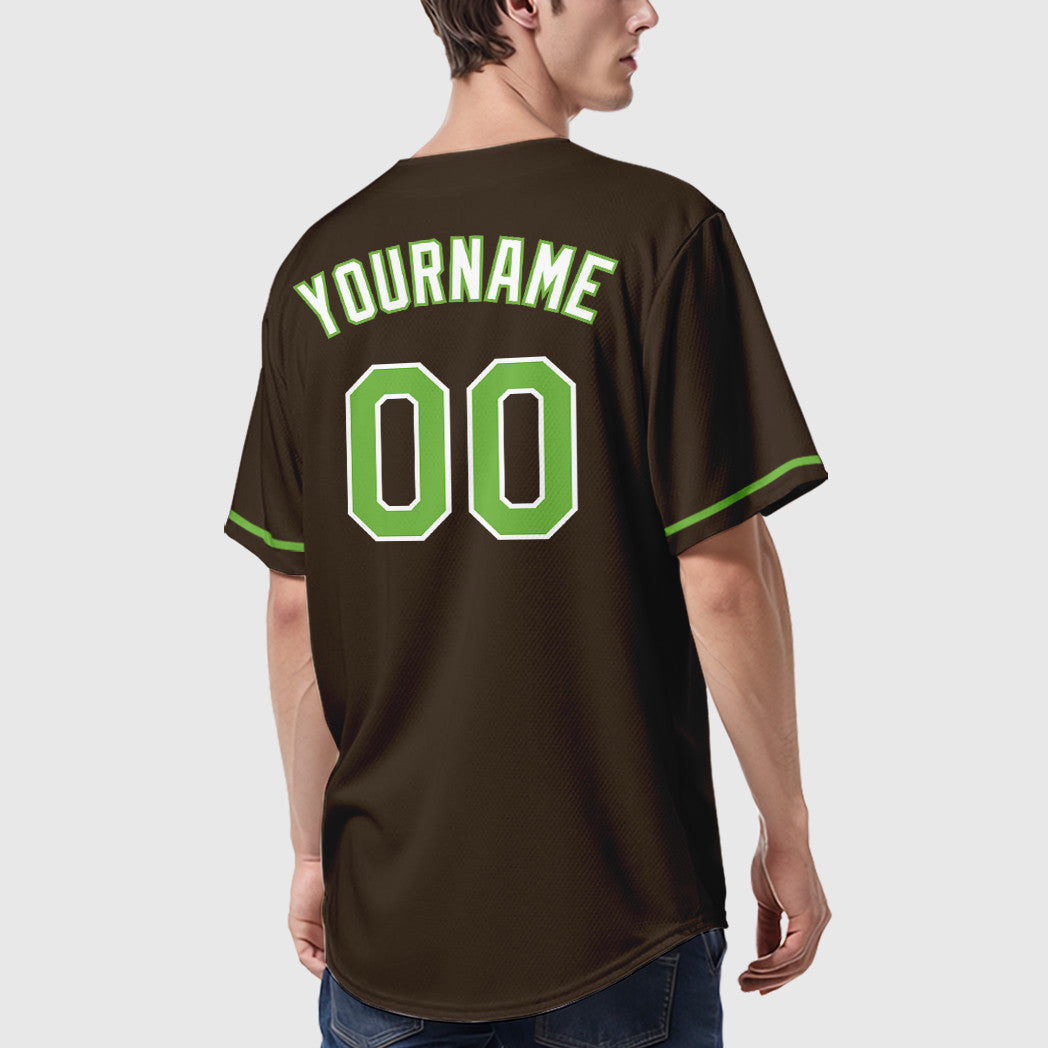 Custom Brown White Neon Green-White Baseball Jersey