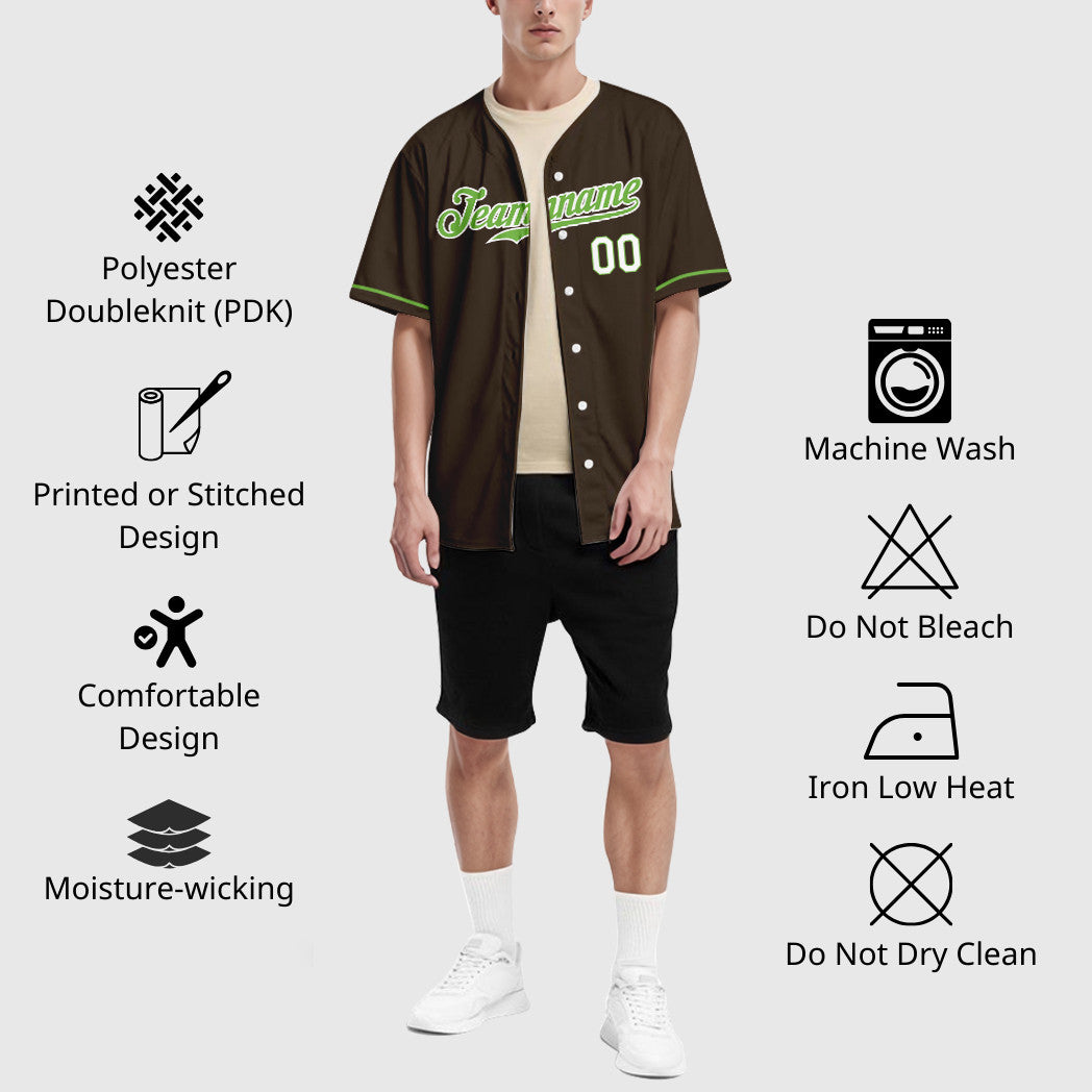 Custom Brown White Neon Green-White Baseball Jersey