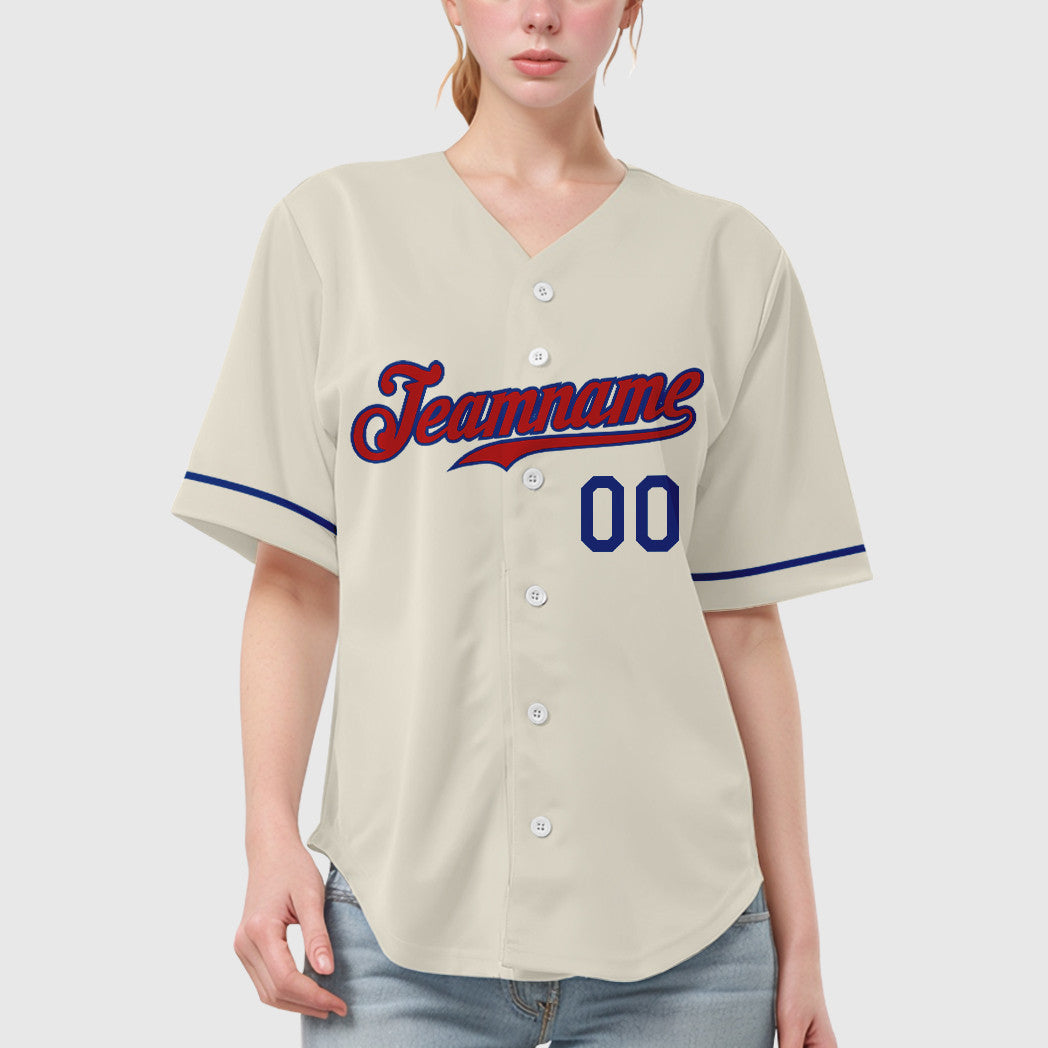 Custom Cream Red Red-Royal Baseball Jersey
