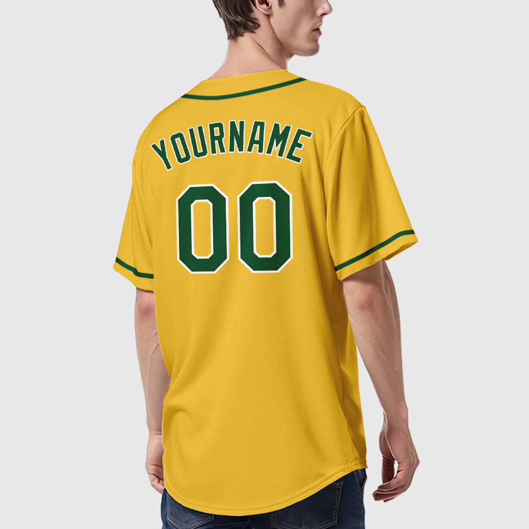 Custom Yellow Green Green-White Sleeve Baseball Jersey